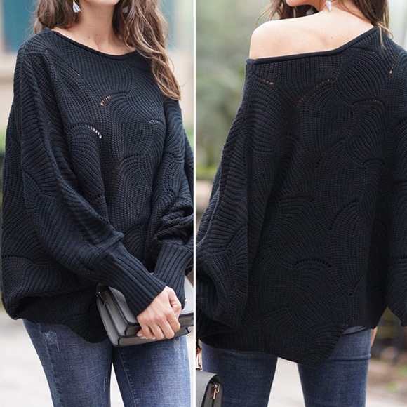 NEW Batwing Ripped Sweater Knit Pullover Tunic - Picture 7 of 8